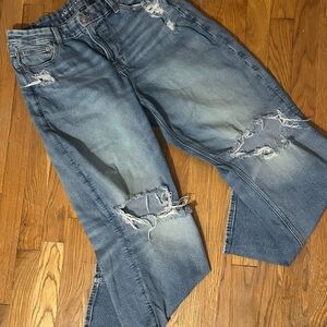 American Eagle Outfitters Ripped Boyfriend Jeans - Light Blue